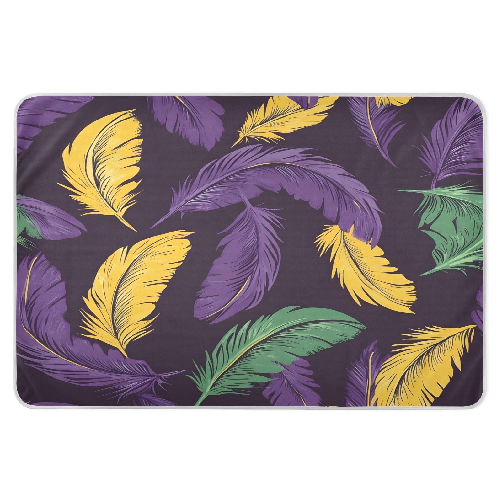 BOESI Graffiti Mardi Gras Feather Pattern Waterproof Pads for Bedwetting and Incontinence, Reusable Pads, Reusable Diaper Pads for Bed, Sofa, Travel