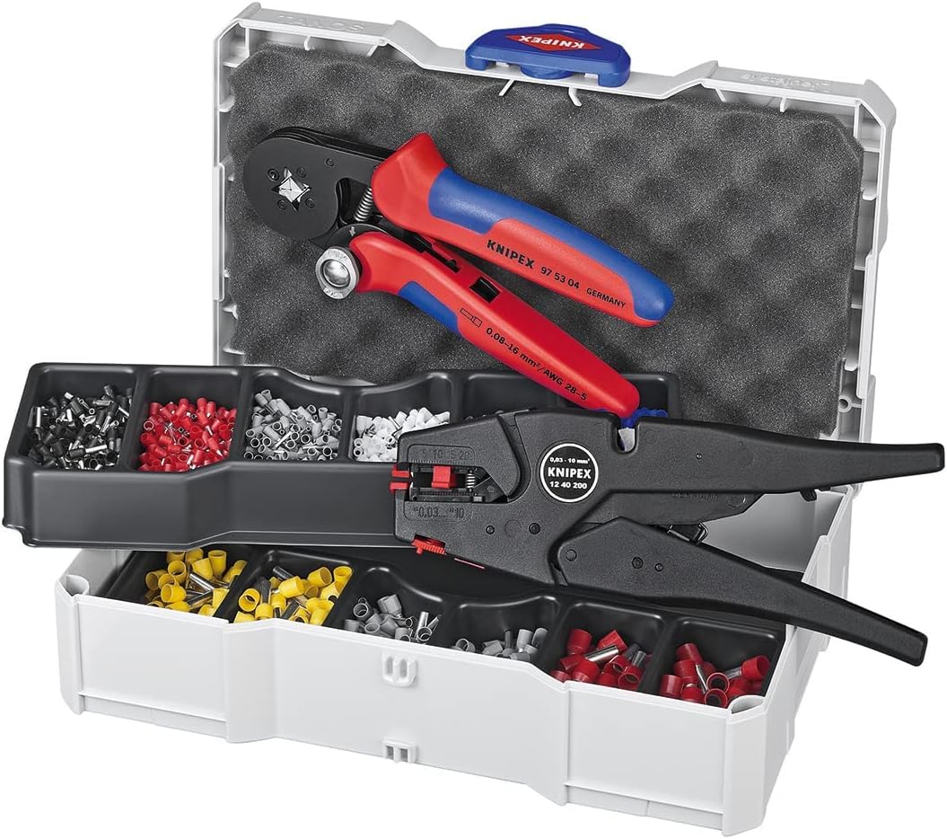 Knipex Multi Color Crimp Assortment For Wire Ferrules 1 X 12 40 200, 1 X 97 53 04, 8 X Wire Ferrule Sets 265 Mm, 97 90 10