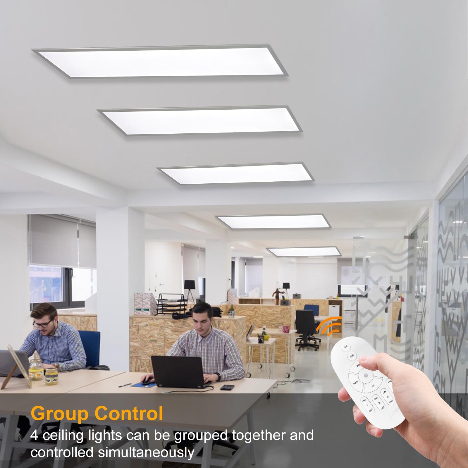 LED Deckenleuchte 120x30 cm, Panel Ultraflach aus Aluminium mit Fernbedienung, Dimmbar Lampe, Einstellbare Farbtemperatur (2700K Warmweiß - 6500K Kaltweiß), Beleuchtung in Wohn- Schlaf- Badezimmer