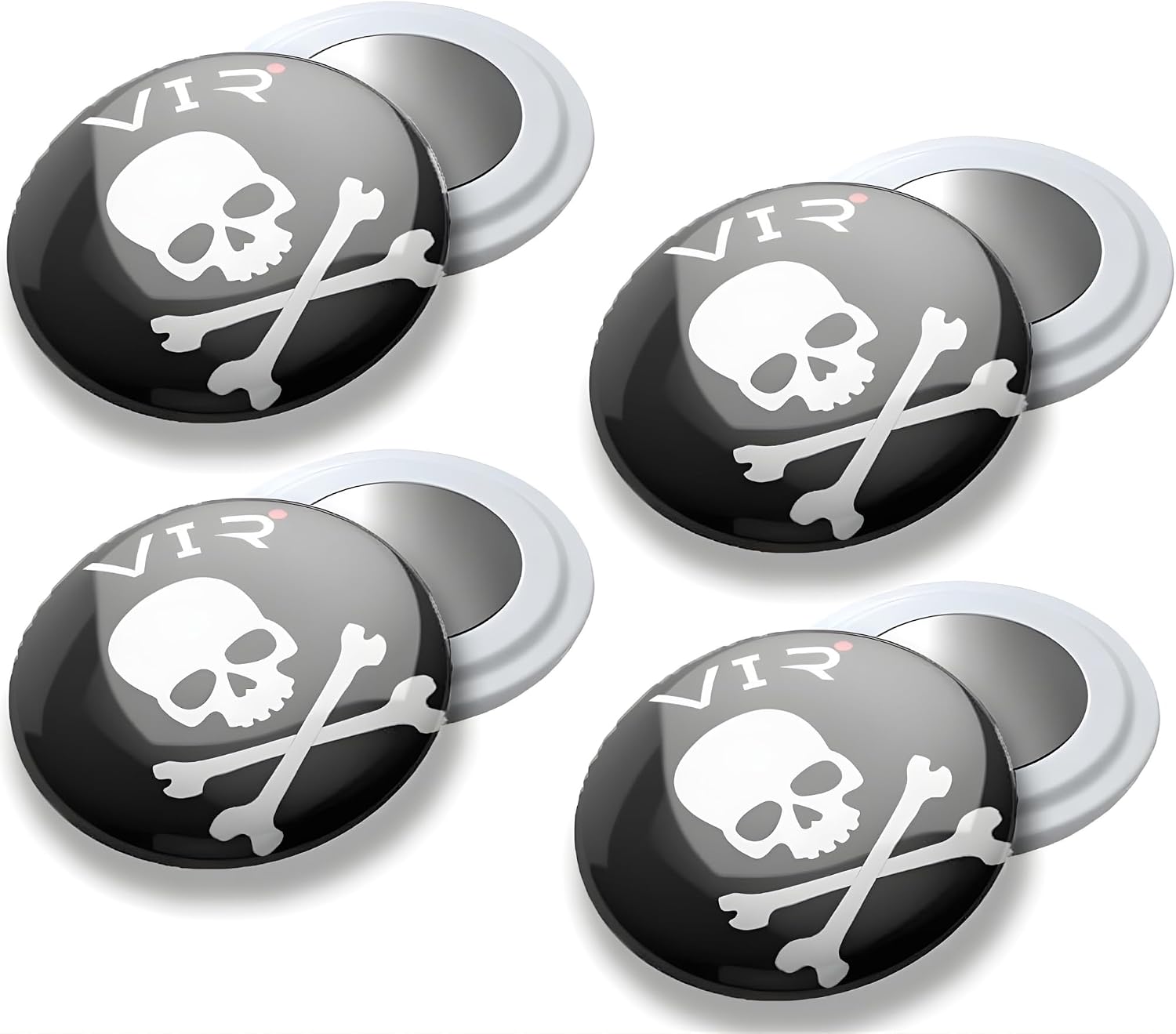 4 Race Bib Magnets for Runners, Race Bib Clips, No Pins, Skull