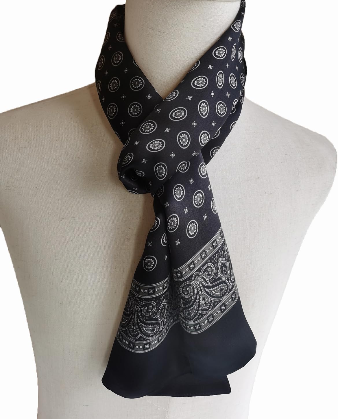 Mens 100 Silk Scarf Double Layers Fashion Wrap Neckerchief Formal Business Casual Party - Image 3