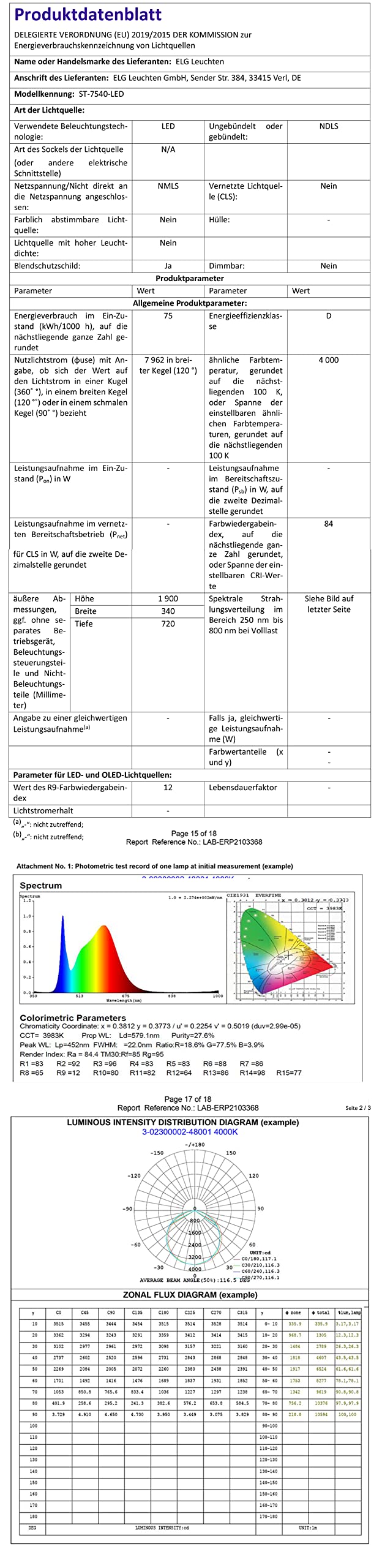 LED Stehlampe Grau 190cm 75W 7962lm 4000K | Mikroprismatische Abdeckung, Neutralweiß, Dimmbar, Direkte und indirekte Beleuchtung