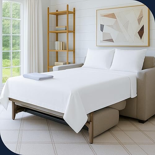 Cottington Lane Juego de sábanas para sofá cama Queen Sleeper, 4 piezas de alta calidad, 100% algodón egipcio, sofá cama de 6 pulgadas de