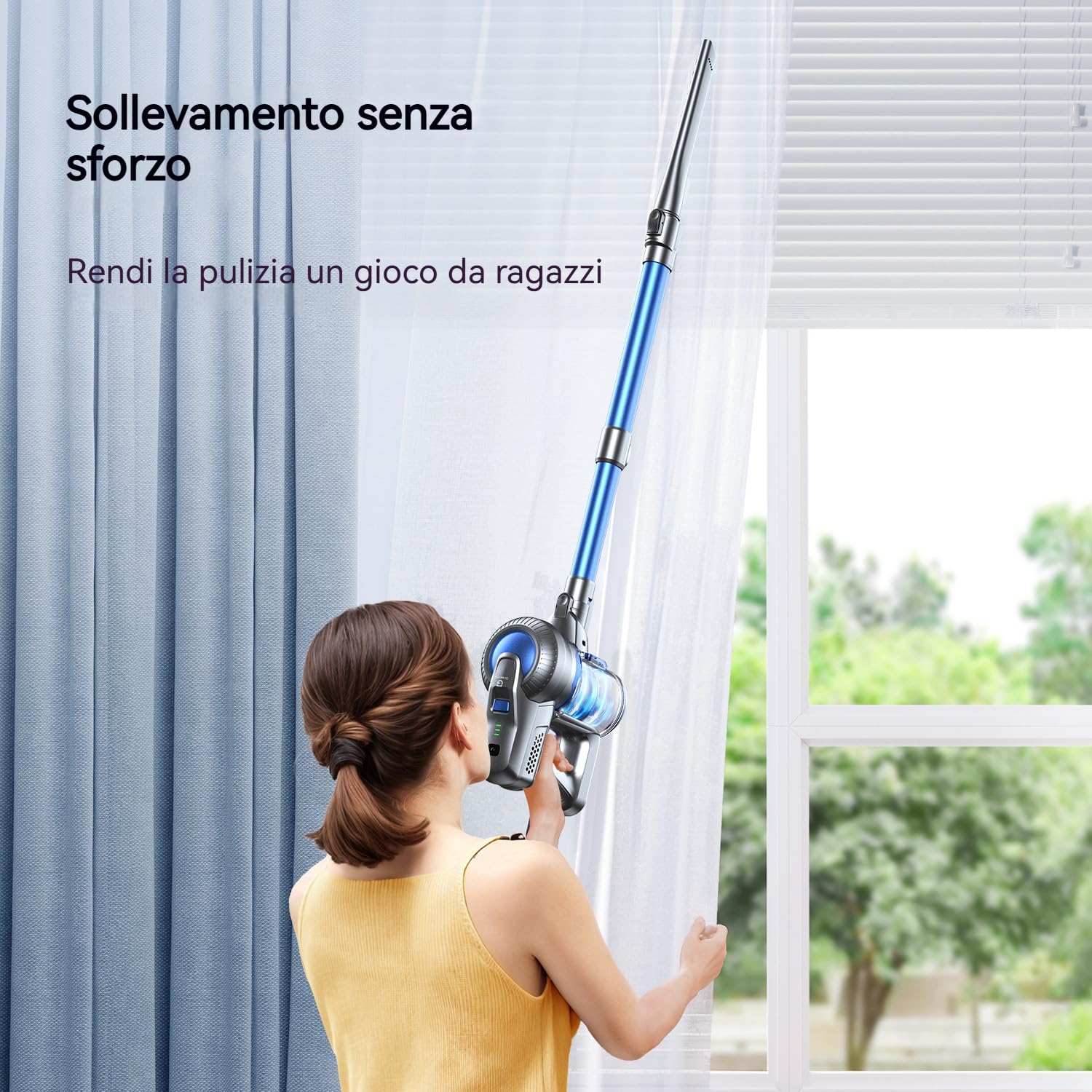 Greenote Aspirapolvere Senza Fili, 22kpa Scopa Elettrica Senza Fili Potente con Motore Brushless, 30Min Batteria Rimovibile Aspirapolvere senza Sacco Leggero per Pavimenti/Tappeti/Casa