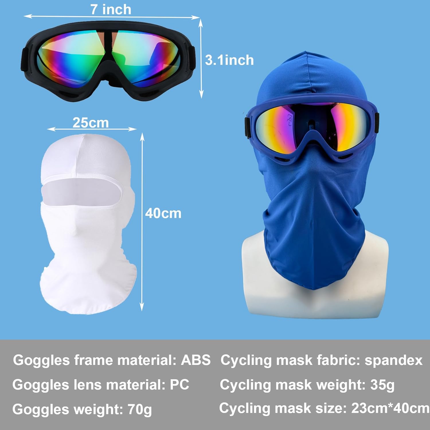 Motorcycle Goggles,4 pack Riding Hiking Outdoor Sports Tactical Dust-Proof Goggles with Balaclava Mask UV Protection Summer Cooling Neck Gaiter for Men Women - Image 2