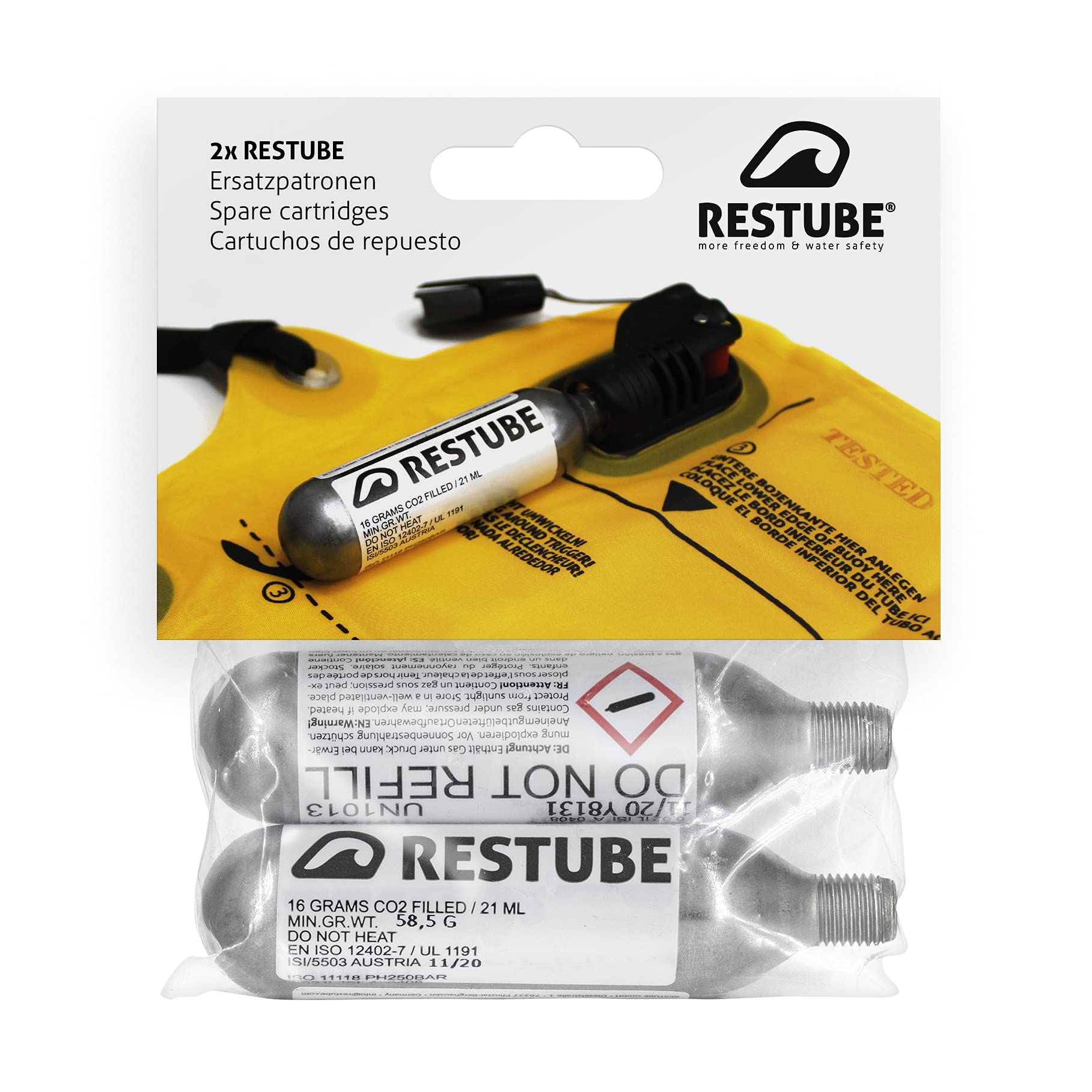 Buy restube CO2 Replacement Cartridges for OnePull Inflatable Swim