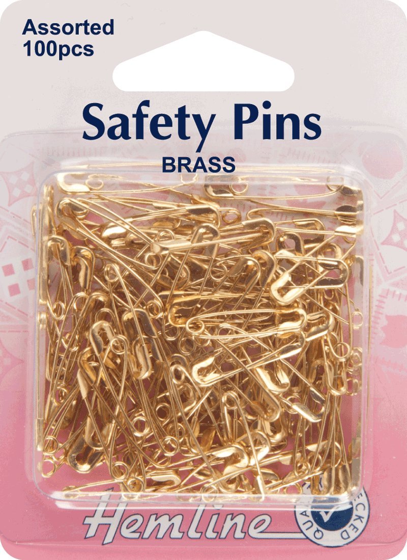 Hemline H419.99.100 | Brass Hardened & Tempered Value Pack Safety Pins | 100pk