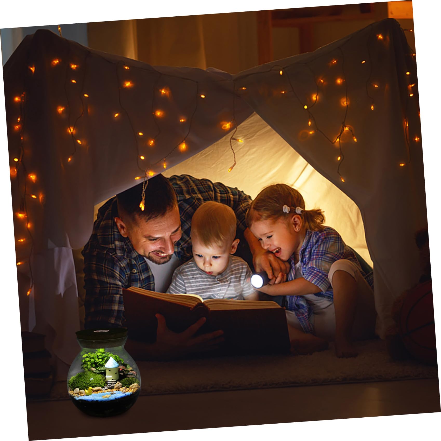 UKCOCO Soporte de mesa, botella de paisaje, maceta para plantas suculentas, terrarios, botella con luz LED, maceta para terrario, decoración de plantas, Halloween, decoración del hogar, grande, masón,