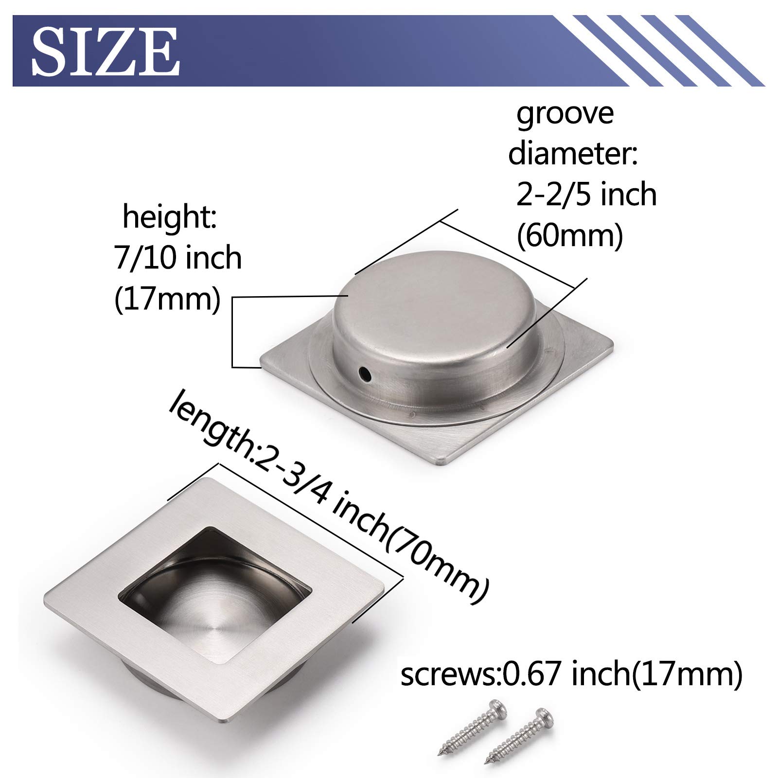 (1 Pack)Probrico Recessed Sliding Door Pull Brushed Nickel Furniture