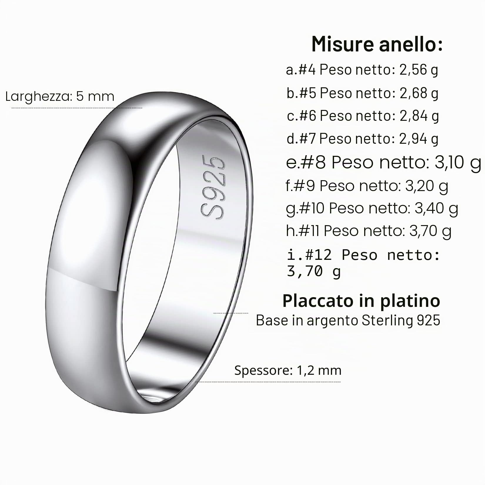 Suplight Anello Donna a Fascia in Argento Sterling 925 Misura 7-27 Anelli Intrecciati 1.5mm, Anello a Fascia 2mm/3mm/5mm, Colore Argento/Nero/Oro Rosa Fedina Fidanzamento Matrimonio Confezione Regalo