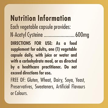 Solgar NAC (N-Acetyl-L-Cysteine) 600 Mg Vegetable Capsules - Pack of 60 - Healthy Skin, Hair and Nails - Vegan
