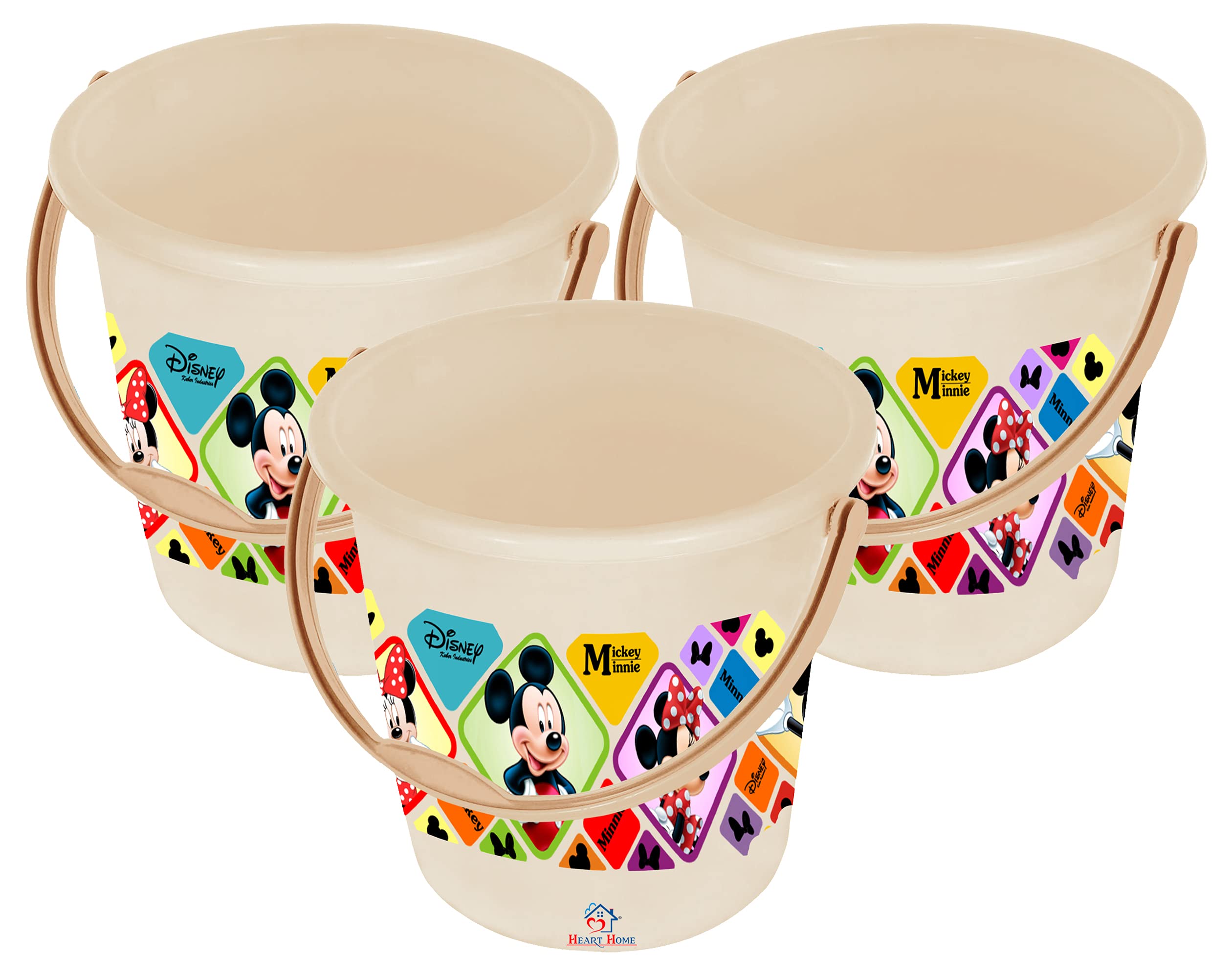 Heart Home Disney Minnie Mickey Print Unbreakable Virgin Plastic Strong Bathroom Bucket,18 LTR-Pack of 3 (Cream) (B092J1X33M) Amazon Price History, Amazon Price Tracker