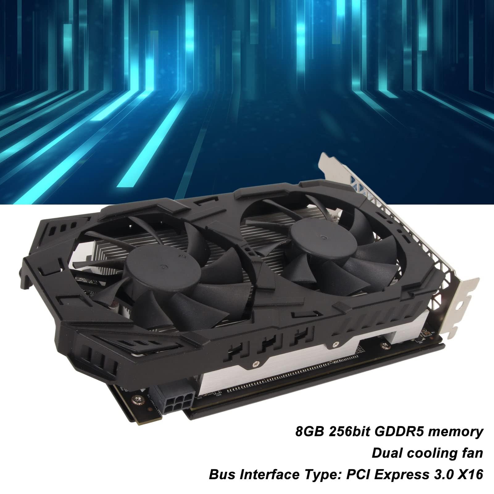 Dpofirs Tarjeta Gráfica RX 580, 2048SP, 8 GB Reales, GDDR5, 256 bits, Tarjeta de Video para Juegos de PC para , HDMI, PCI E 3.0 X16, Ventilador Doble, Pantalla 4K, Tarjeta Gráfica