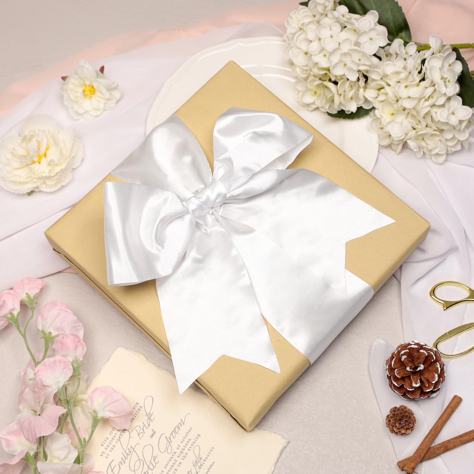 Kryvus White Satin Ribbon, 100mm x 20M Wide White Ribbon, Solid Large Ribbons for Cutting Ceremony Grand Opening - Image 4