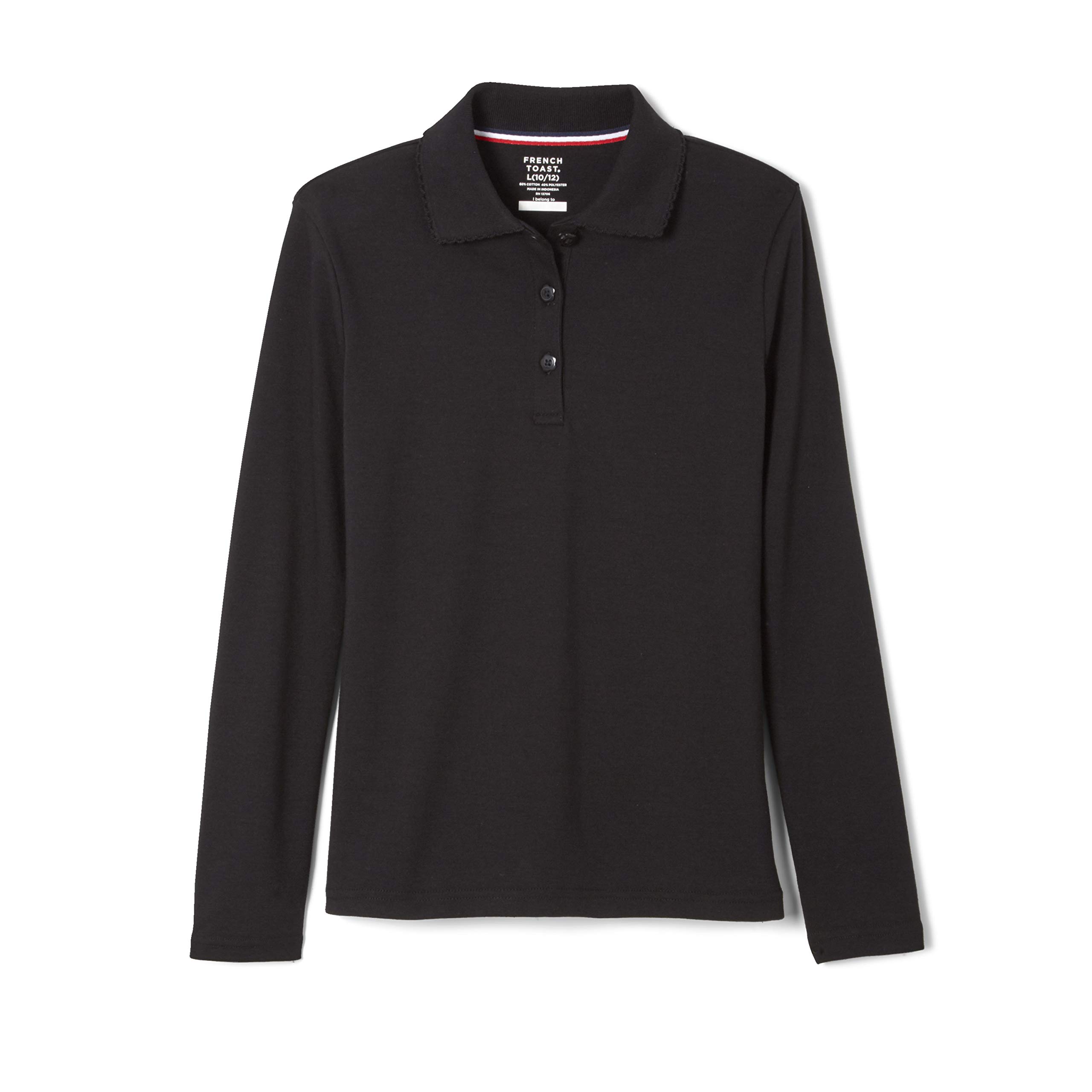 French Toast Girls' Ruffle Collar Polo Shirt with Long Sleeves