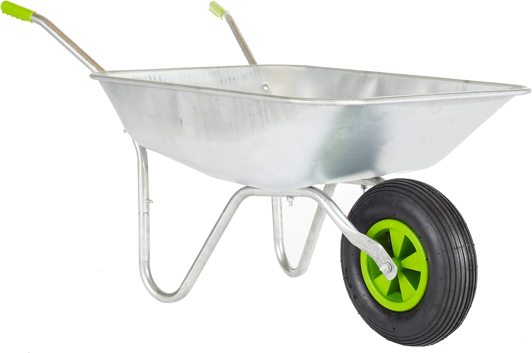 Neo Wheelbarrow Home Garden Cart Galvanised Metal with Pneumatic Tyre Silver (65L)