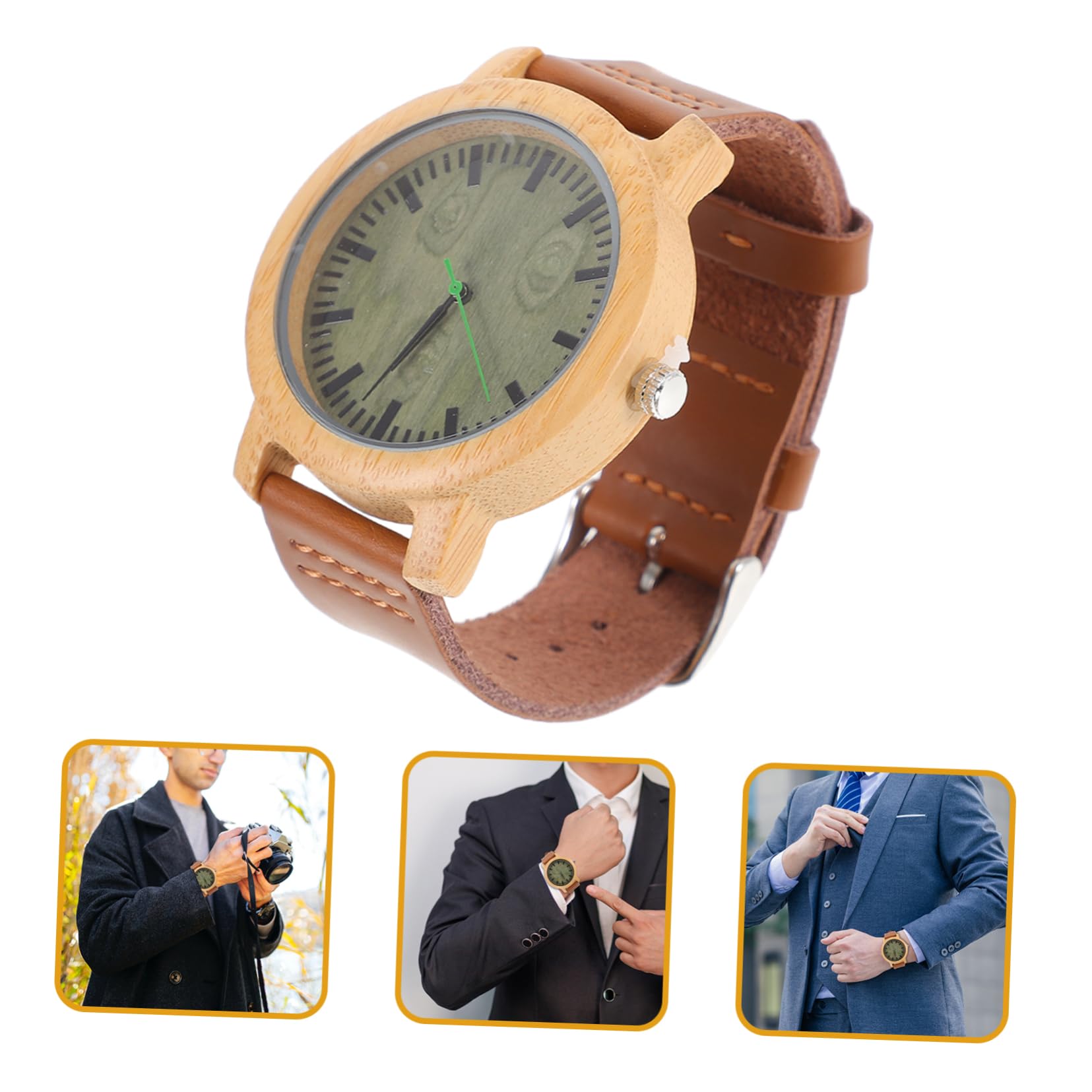 Baluue 1 Legno per con Cinturino Vintage e Leggero Confezione Inclusa per Ogni Occasione e Look
