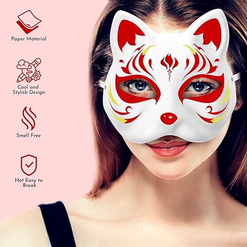 Miniatura 3 de NUOBESTY 5 máscaras de gato en blanco para gatos, máscaras de papel sin pintar, máscaras faciales pintadas de bricolaje, máscaras de animales,