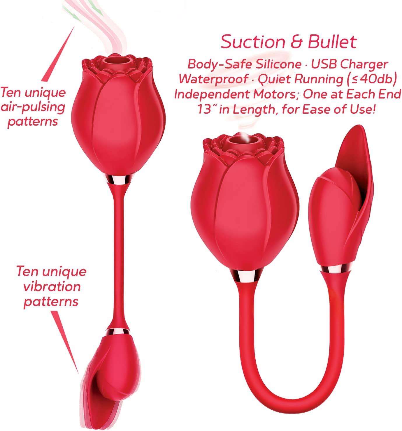 Sexy Gift Set of Wild Rose and Bullet and Icon Brands Orange is The New Black, Blow Gag, Open Mouth Leather Gag