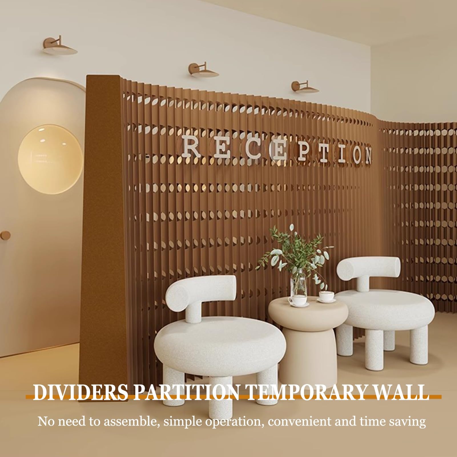 Divisori per ambienti, Parete divisoria in carta deformabile alta 6, 56 piedi, lunghezza 3(Brown,2x1-2 m/6.56x3.28-6.56 ft)