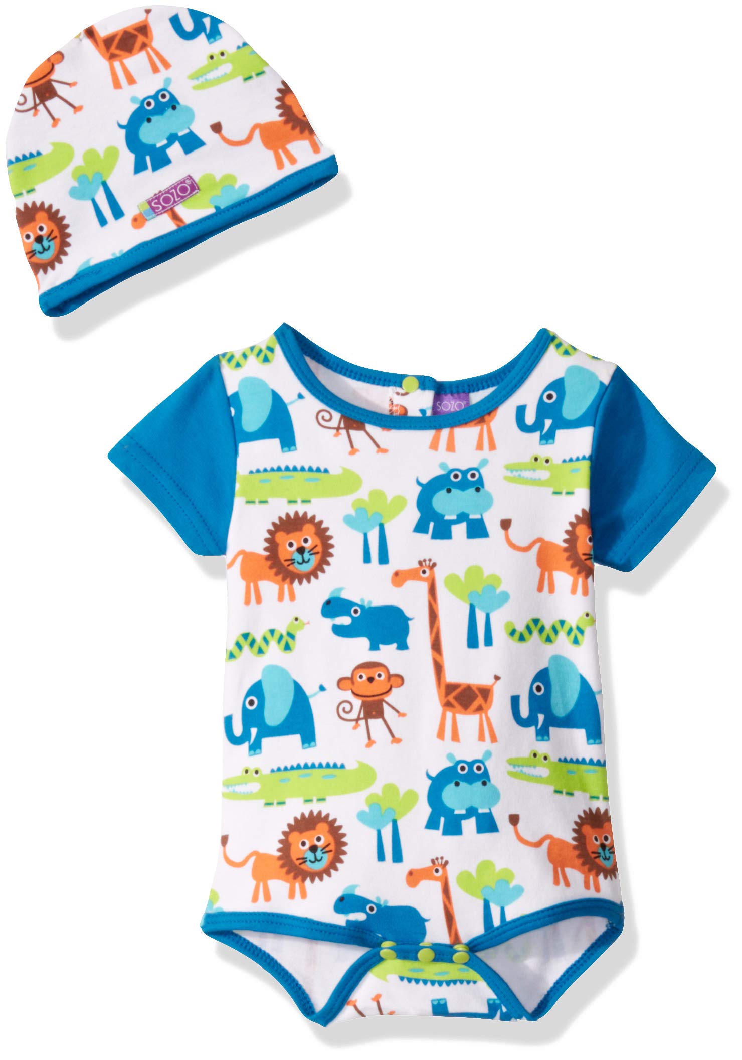 SOZOBaby Boys Jungle Print Bodysuit and Hat Set