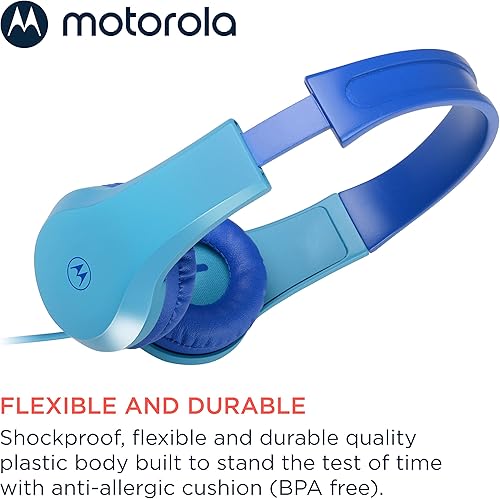 Miniatura 3 de Motorola Sound JR200 - Auriculares para Niños con Cable - Limitación de volumen 85 dB con Divisor de Audio - Libre de BPA - A partir de 3 años - Azul