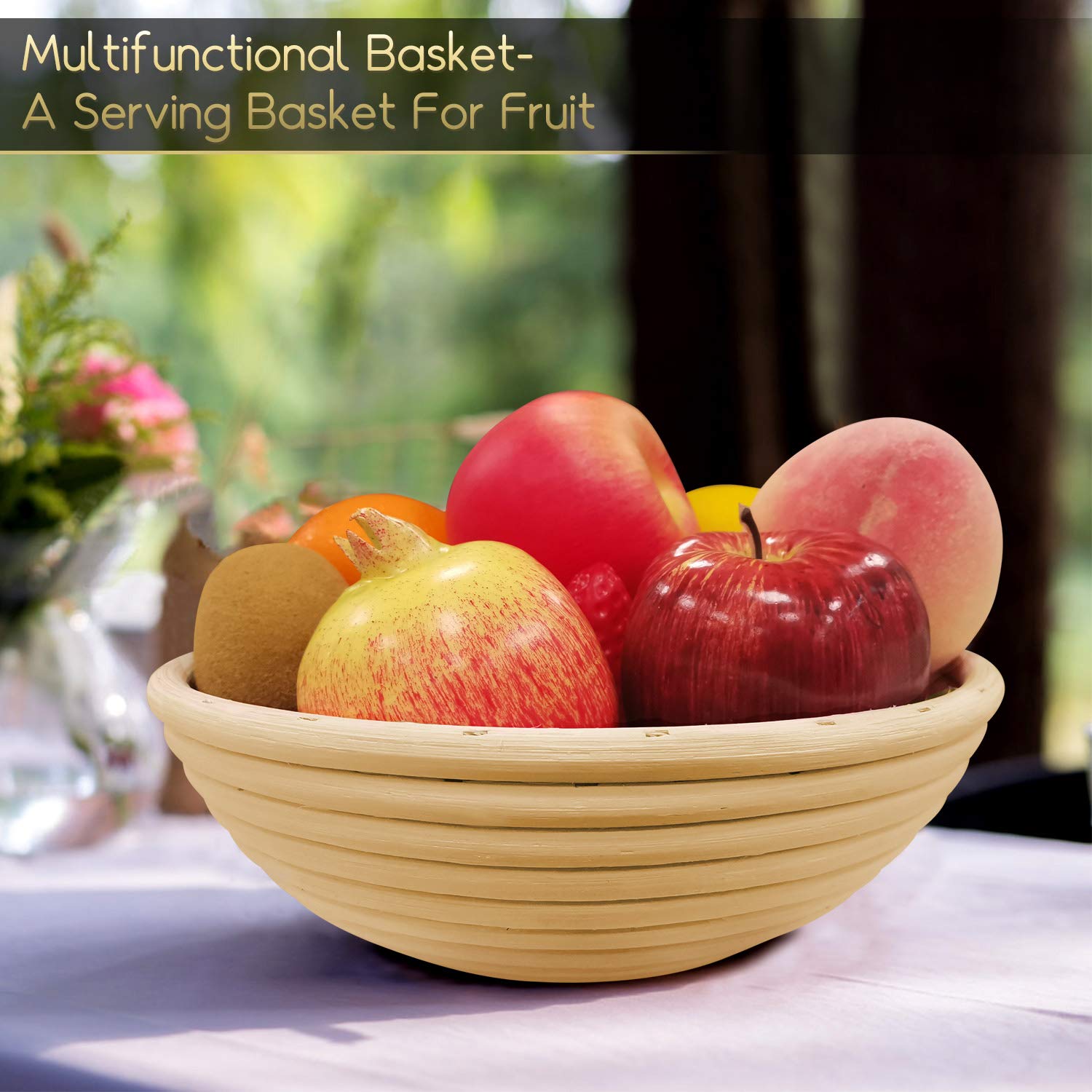 Cestino In Rattan Per Lievitazione Pane 25cm - Kit Completo Con Tela Di Lino, Raschietto E Lame