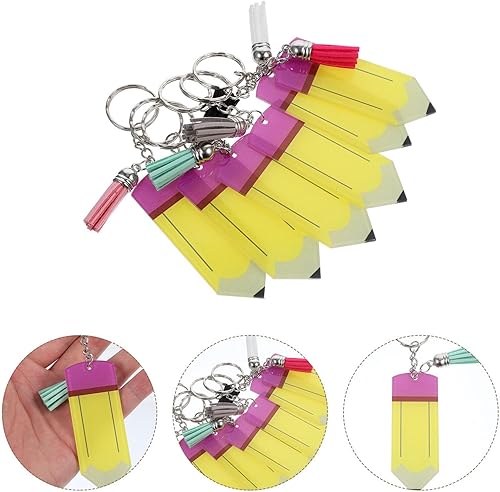 Miniatura 8 de EXCEART 6 llaveros con borlas en blanco para manualidades, regalos de mujer, llavero de dibujos animados, llavero de borla, llavero de borla,