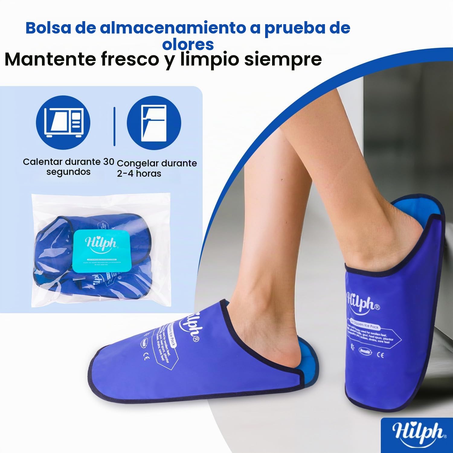 Hilph Bolsa de Hielo para El Pie Fascitis Plantar 2 Paquete, Bolsa de Hielo Pies, Calcetines de Hielo refrigeración, Zapatillas de Hielo Terapia para Quimioterapia, Pies Hinchados -1 Par