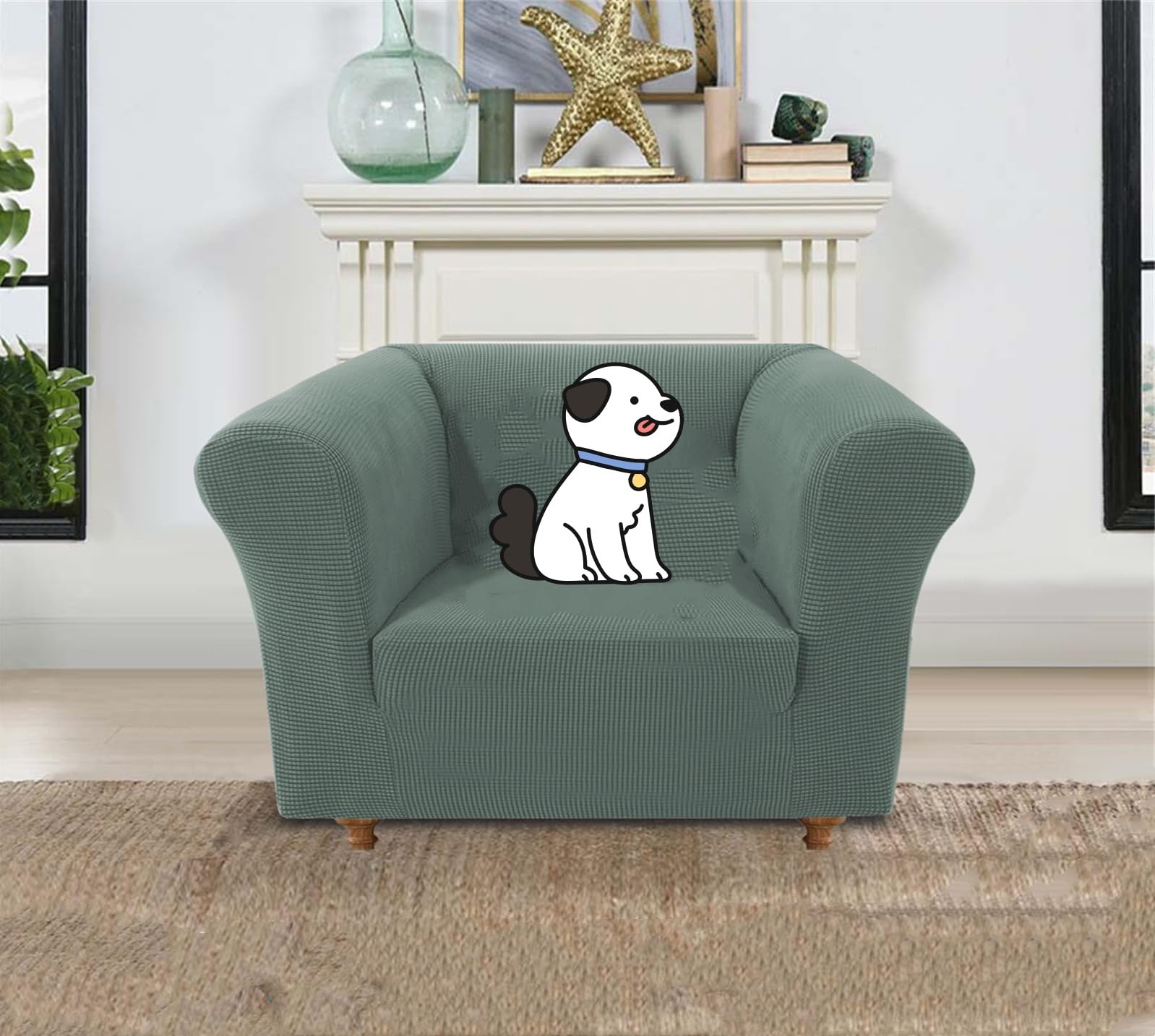 Lichi High Stretch Sofa Cover for 1 Seater - Non Slip Spandex Slipcover for Dogs Pets, Cats - Couch Furniture Protector (Green) - Image 3