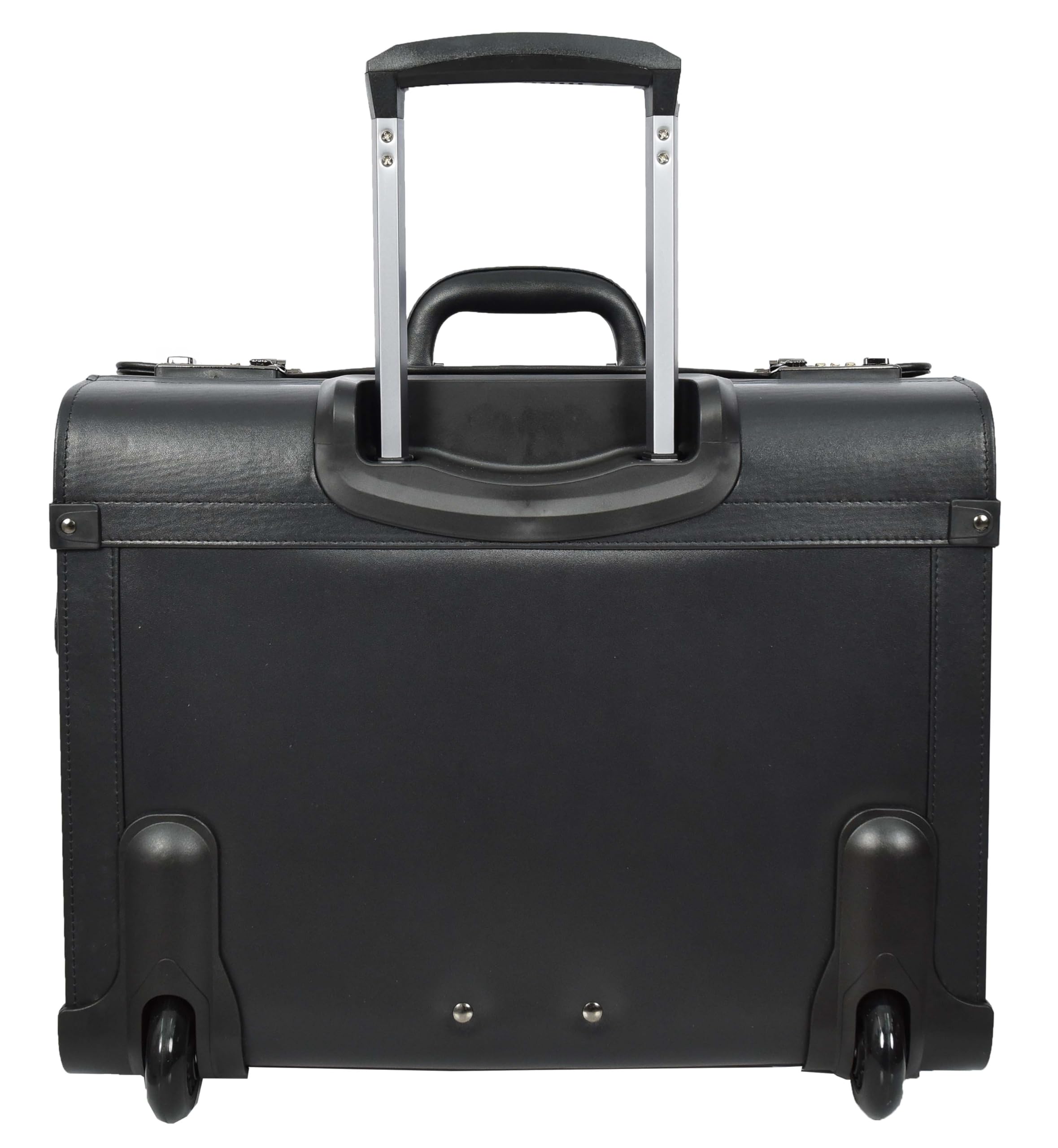 Pilot Case - Bolsa de viaje ligera de piel sintética con 2 ruedas, color negro