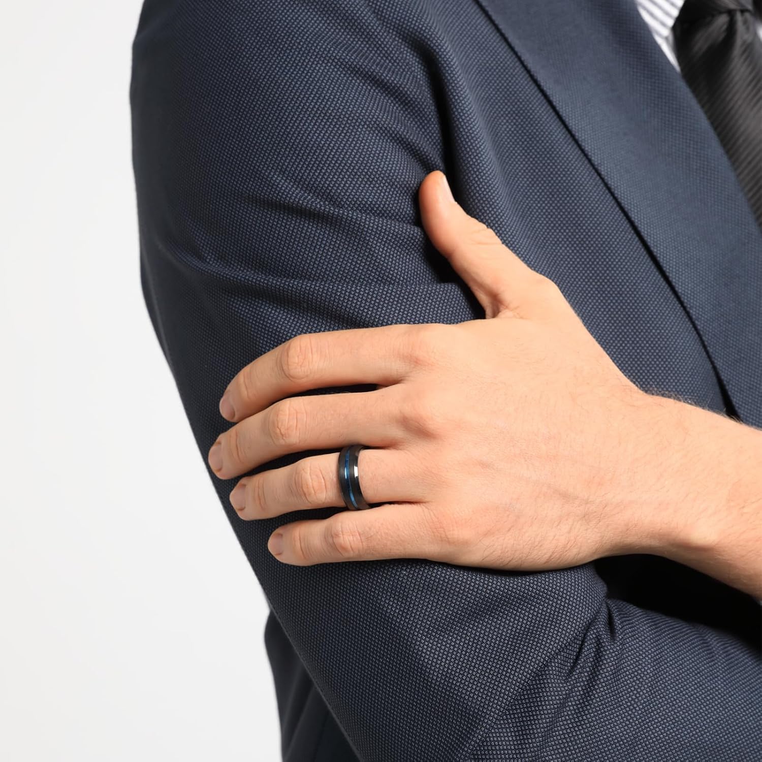 TRUMIUM 8mm Mens Wedding Ring Tungsten Centre Groove Beveled Edge Matte Brushed Comfort Fit Size 6-14 - Image 5