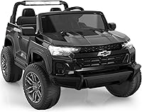 ARBELI Chevrolet Colorado Licensed 24V 2-Seater Ride-On Car, 4x200W Motors, 4WD/2WD, Remote Control, Black - Kids 3-8