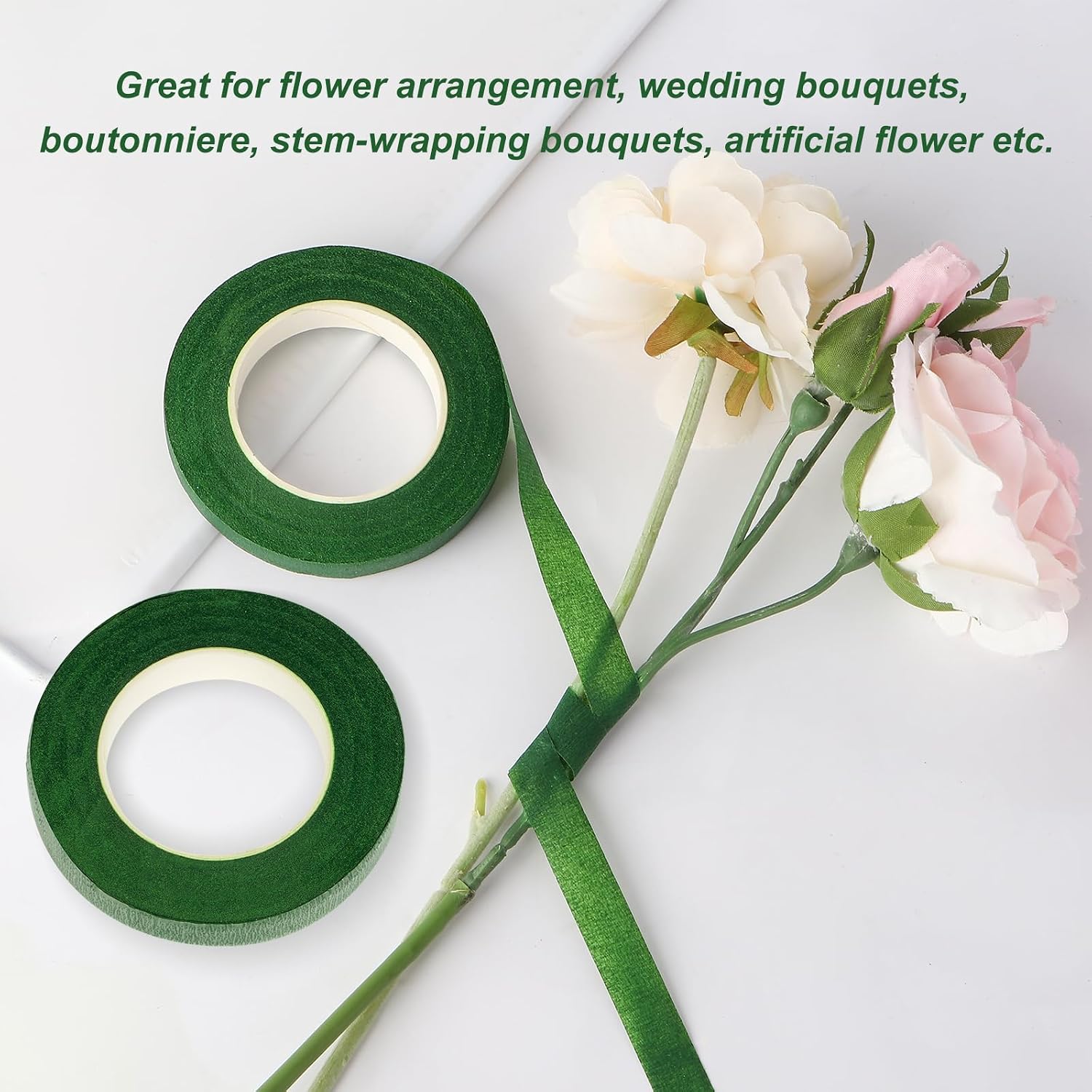 2 Rolls Floral Tape, 1/2 Inch Wide Flower Tape