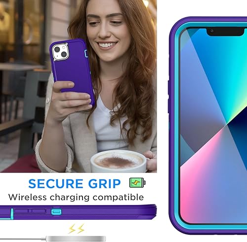 Miniatura 3 de AICase Funda para iPhone 13 Mini (5.4 pulgadas) con protector de pantalla de vidrio, protección contra caídas de alta resistencia, cuerpo completo,