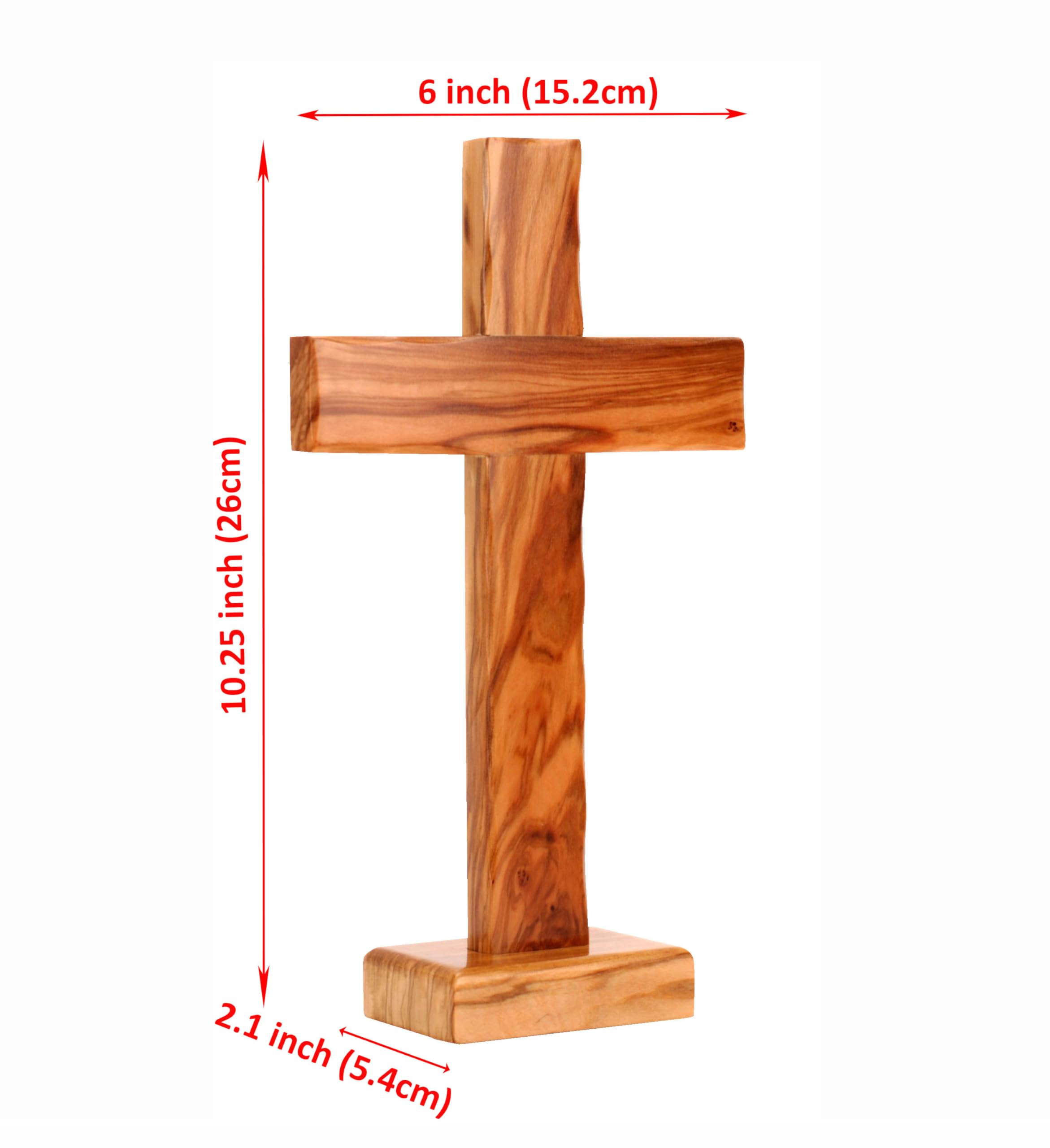 2 Mini Croci In Legno D'Ulivo Da Betlemme – Intagliate A Mano Con Biglietto Salmo 23 E Preghiera, Regalo Religioso