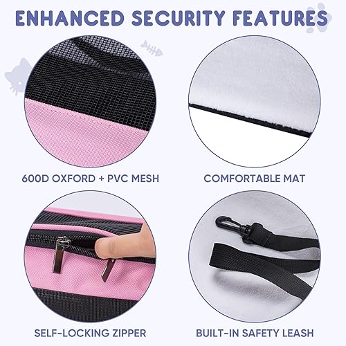 Miniatura 2 de BALEINE Transportador para gatos, cachorros y cachorros para mascotas pequeñas y medianas de hasta 15 libras, bolsa de viaje para perros de lados