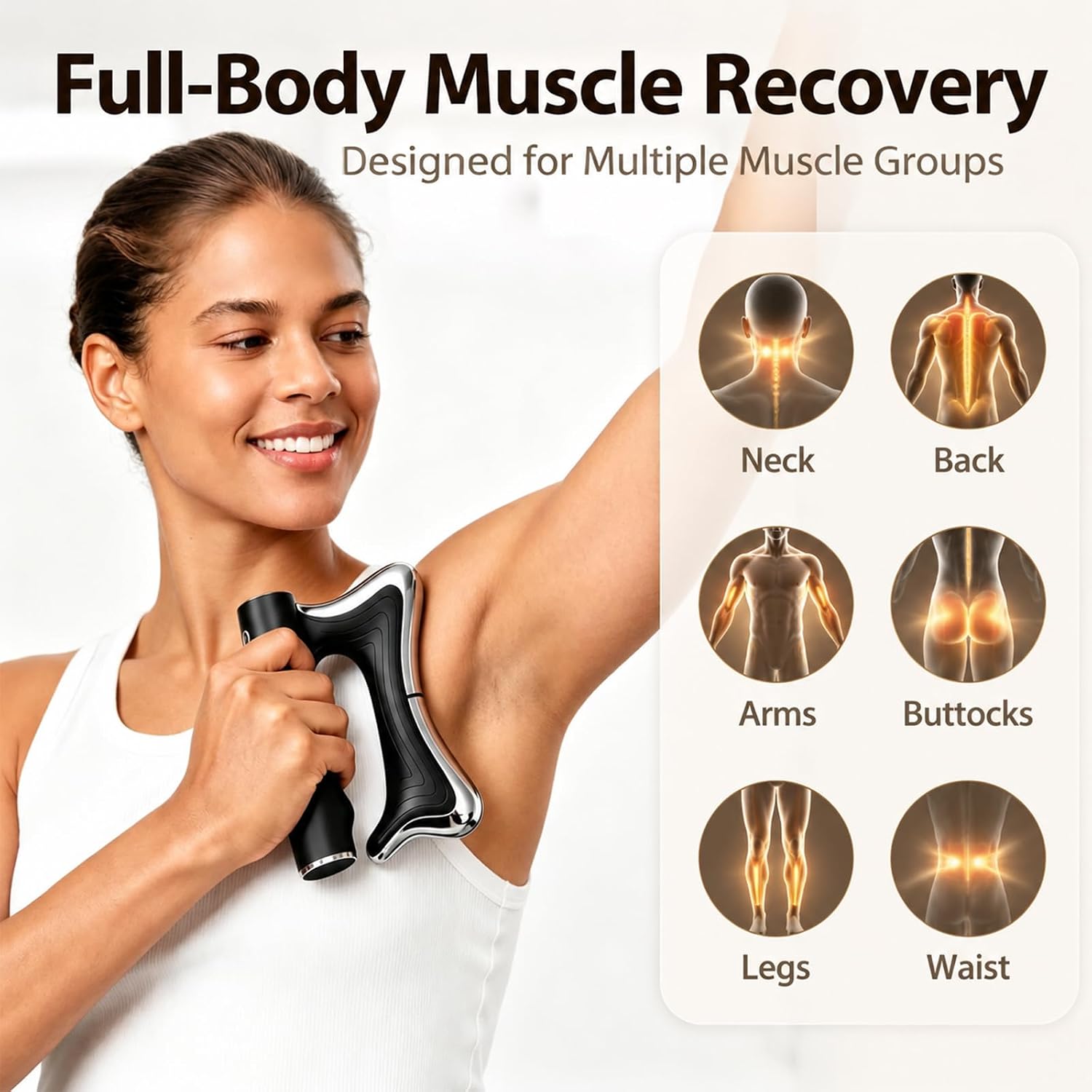 Heated Muscle Scraper Tool with Heat & Vibration, Fascia Release Tool, 3 Modes & 3 Intensity Levels, Body Contouring Device for Full Body, Gua Sha Massage Tool for Neck, Back, Shoulders, Legs & Arms
