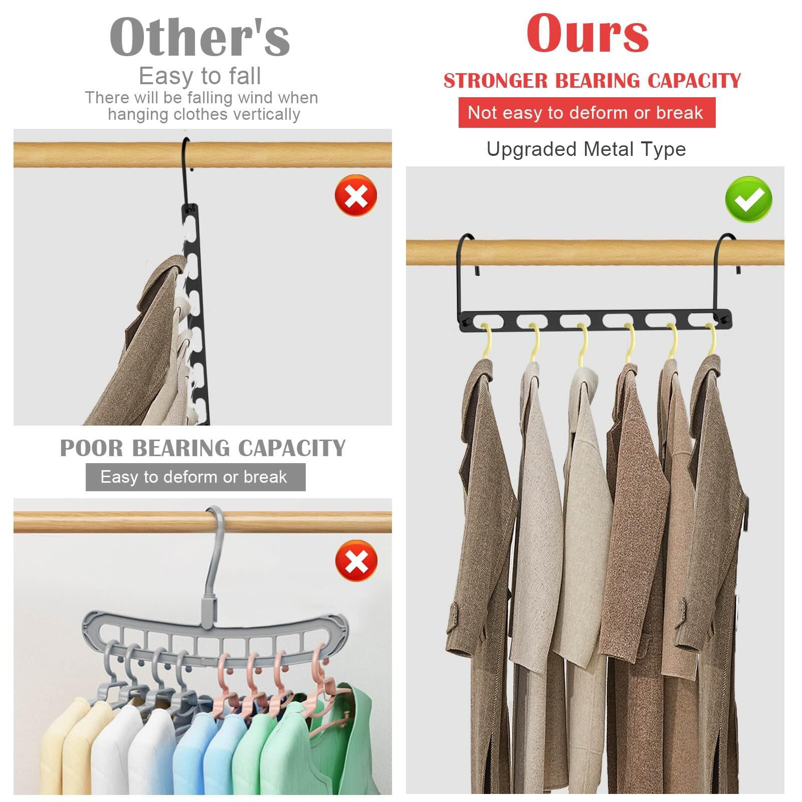 Platzsparende Kleiderbügel für Kleidung, zusammenklappbare Metall-Kleiderbügel, Organizer, platzsparende Kleiderbügel, Schrank-Organizer und Aufbewahrung, Schlafsaal-Essentials, Schwarz, 12 Stück