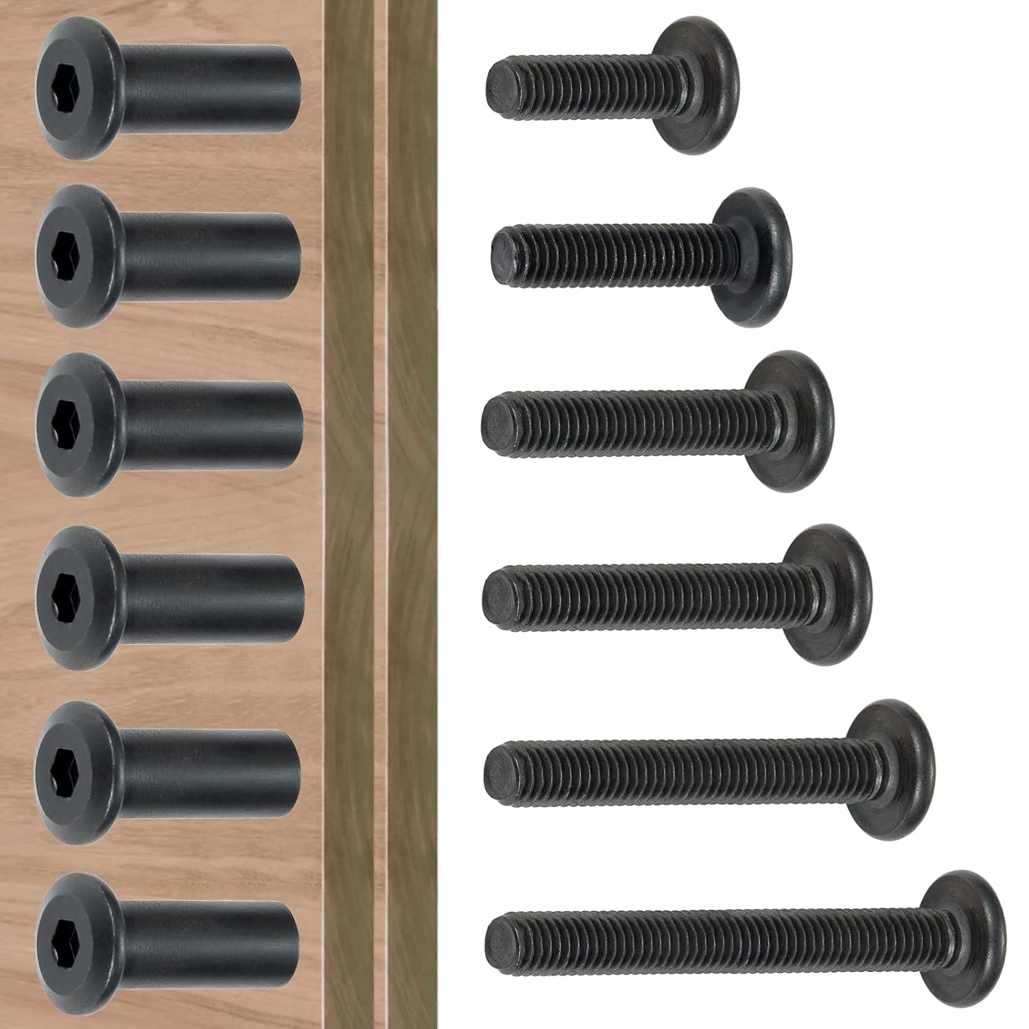 100 Sets M6 Hex Drive Metric Set Screws Assortment Kit - Black Alloy Steel Nut and Bolt Organizer for Pocket Knife Screws Repair Kit, Machine Screw Assortment Kit (M6 Set)