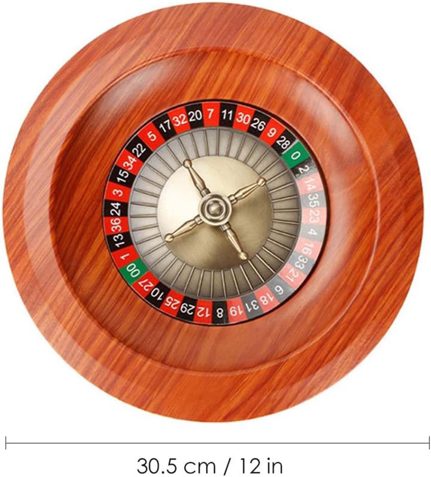 Roue de Roulette en Bois Ensemble de Jeu de Roulette de Casino Table et Roue de Roulette Jeu de roulettes en Bois de 12 Pouces Loisirs pour Une Soirée en Boîte de Nuit,02