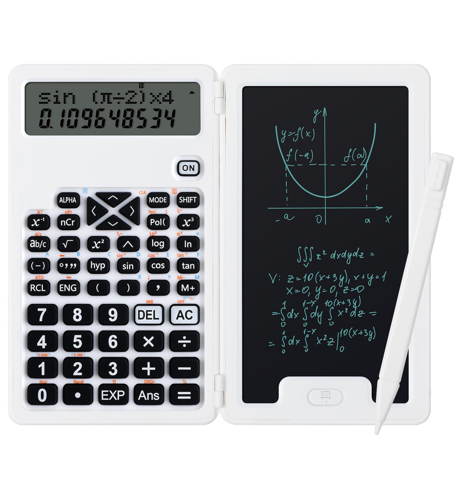 Calculatrices scientifiques pour étudiants, calculatrices de bureau, 240 fonctions informatiques, petite calculatrice avec bloc-notes, idéale pour les étudiants du collège et les enseignants (blanc)