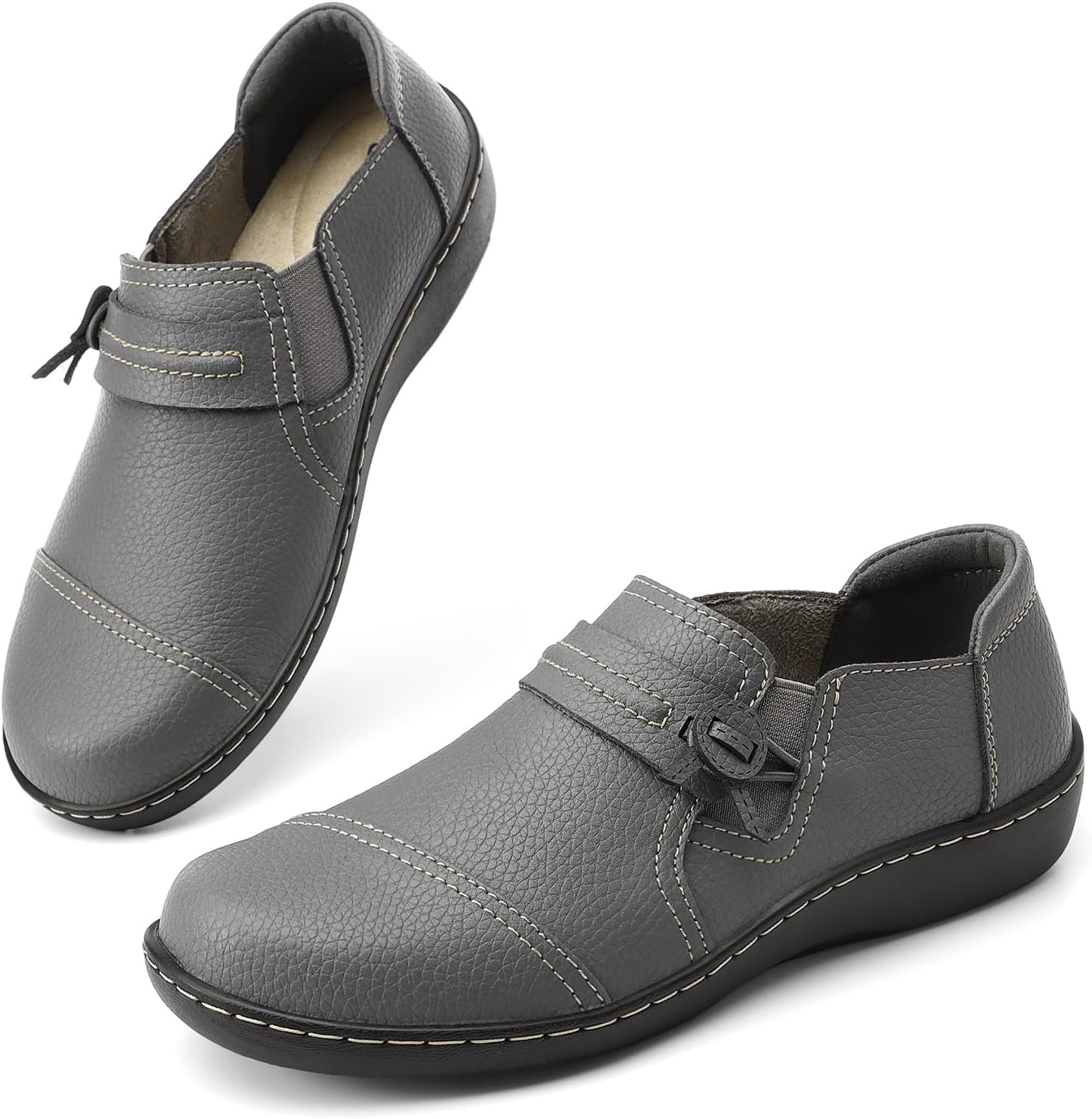 LAZYPOP Women's Classic Comfort Leather Loafers Cute Slip-Ons Casual Dress Shoes Lightweight Walking Flats Everyday Work Shoes - Image 8