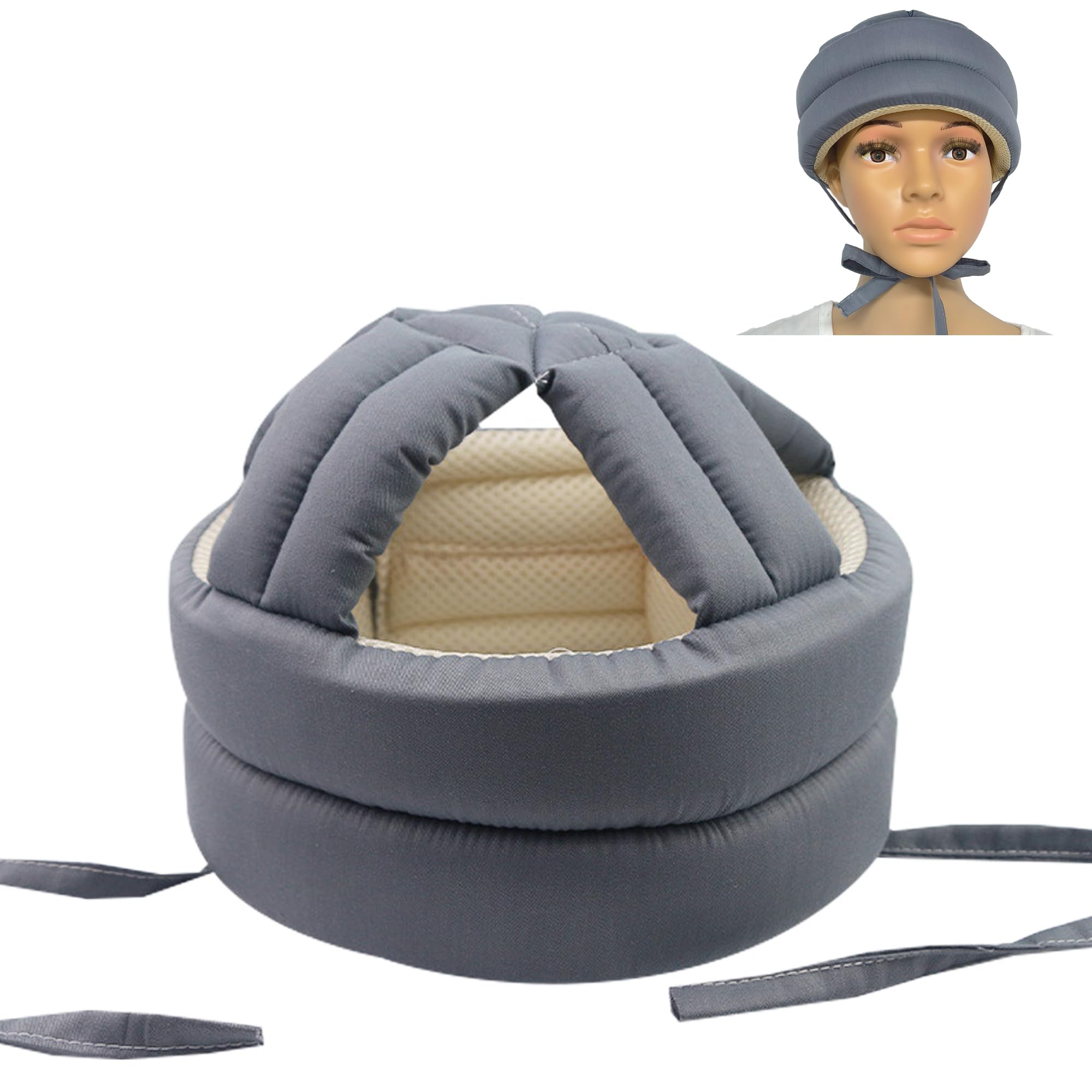 Casque De Protection Souple pour Personnes Âgées,Casque De Protection Réglable pour Personnes Âgées, Respirant, Casque De Protection Anti-Chute,Convient Au Tour De Tête 20.9-27.5in