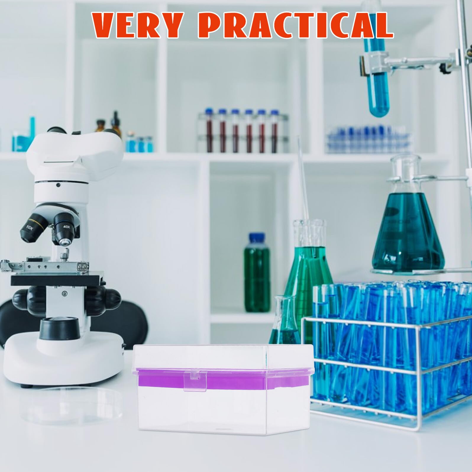 Scatola Porta-Punte in Plastica per Pipette da Laboratorio con Coperchio, Contenitore per Provette da Microcentrifuga, Organizer per Conservazione e Stoccaggio in Campo