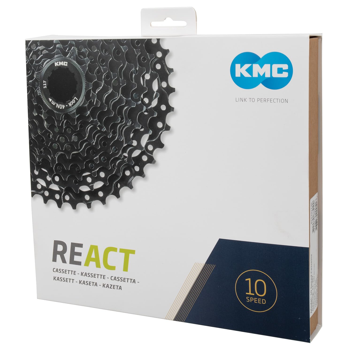 KMC React Casete de 10 velocidades, Negro, 11/36T