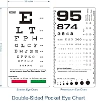Vista 2 de Snellen and Rosenbaum - Tabla de ojos de bolsillo para exámenes oculares, tabla ocular de plástico de doble cara con barras de color para prueba