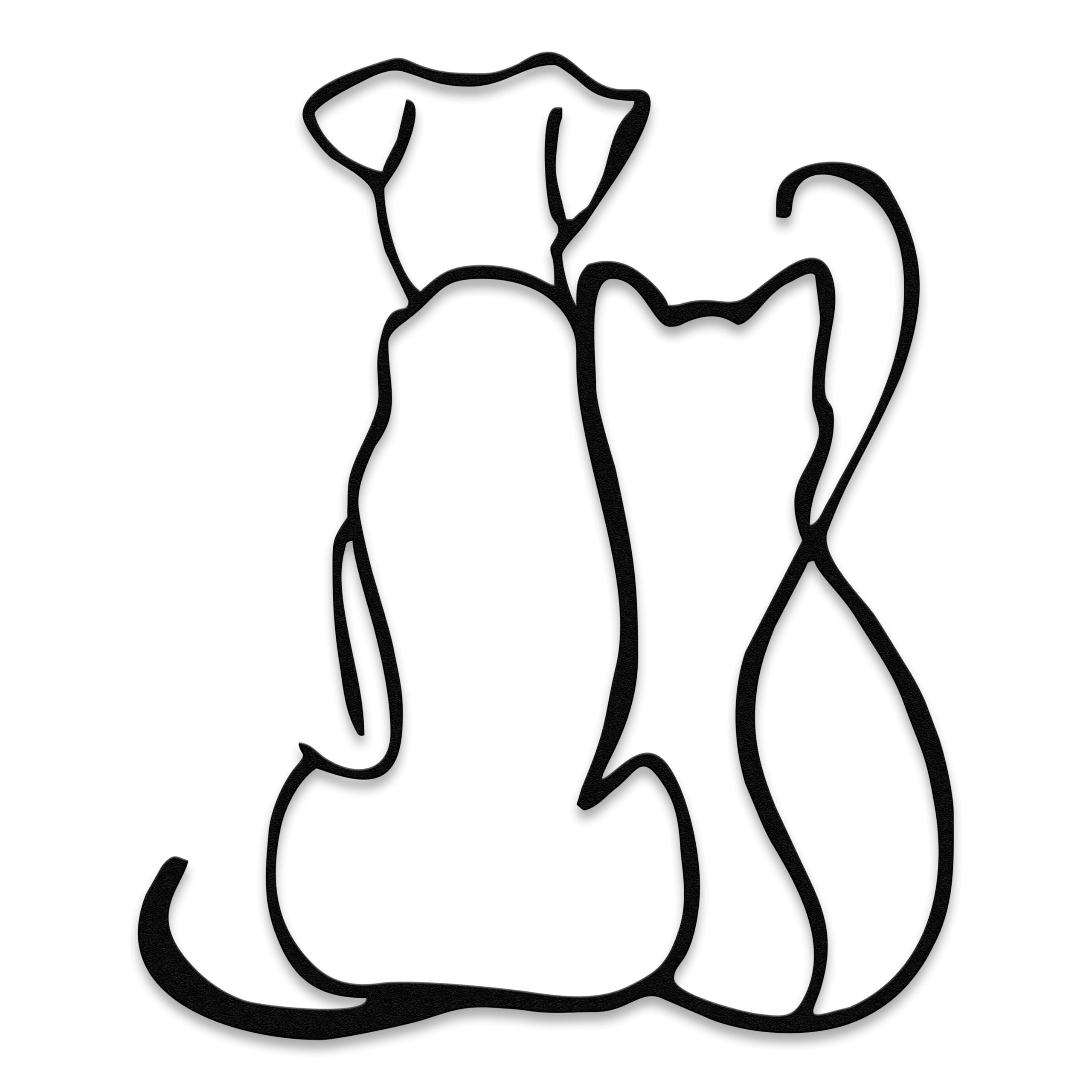 Rajukit Minimalist Dog & Cat Metal Wall Art–Pet Line Art Decor for Animal Lovers–Dog and Cat Wall Decor Set for Living Rooms,Nurseries