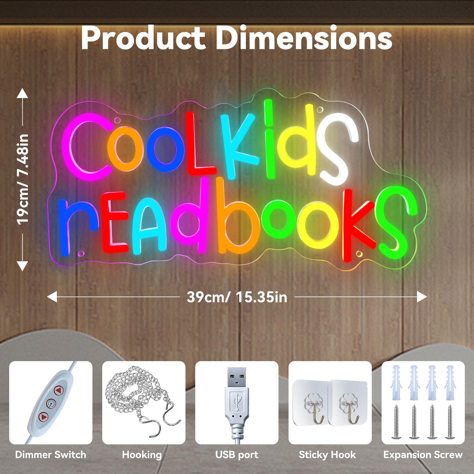 Cool Kids Read Books Neon Sign, luci al neon per aula lettura, angolo lettura, camera da letto, camera dei bambini, biblioteca, lettura insegna per gli amanti dei libri, regalo di Natale per bambini e