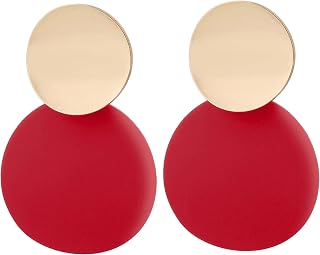 Round Dangle Earrings for Women – Ear Accessories for Party or Casual Wear – Matte Disc Circle Earrings for Women